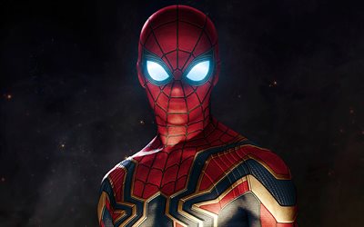 4k, Homem-aranha, super-her&#243;is, trevas, 2018 filme, Vingadores Infinito Guerra