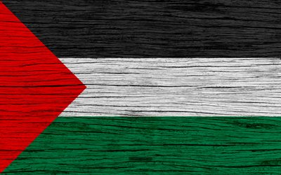 Flag of Palestine, 4k, Asia, wooden texture, Palestinian flag, national symbols, Palestine flag, art, Palestine