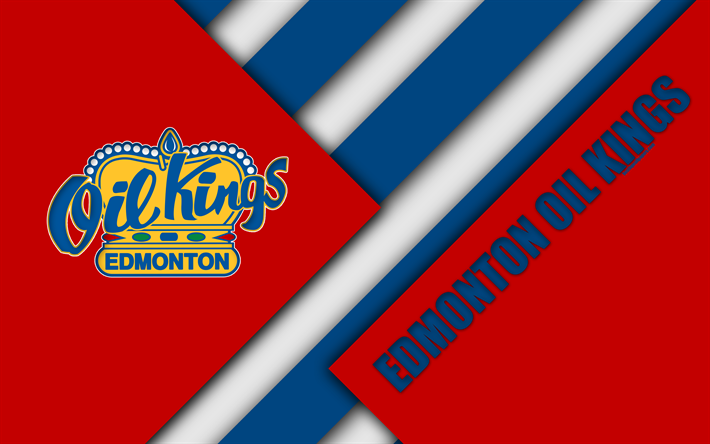 Edmonton Oil Kings, WHL, 4K, Canadese di Hockey Club, material design, logo, rosso, blu, astrazione, Edmonton, Canada, Western Hockey League