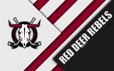 Red Deer Rebels, WHL, 4K, Canadian Hockey Club, materiaali suunnittelu, logo, violetti valkoinen abstraktio, Red Deer, Alberta, Kanada, Western Hockey League
