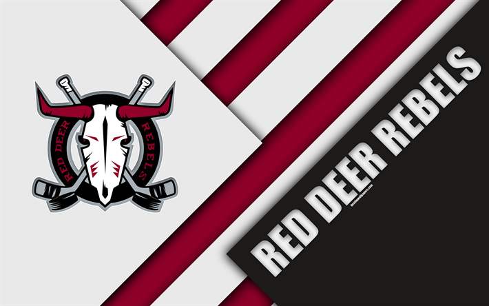 Ciervo rojo Rebeldes, WHL, 4K, Canadiense de Hockey del Club, material, dise&#241;o, logotipo, p&#250;rpura blanco abstracci&#243;n, Red Deer, Alberta, Canad&#225;, Western Hockey League