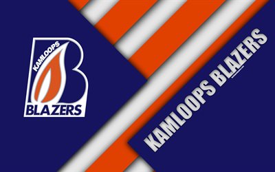 kamloops blazers, whl, 4k, kanadischen eishockey-club, material, design, logo, blau orange abstraktion, kamloops, british columbia, kanada, western hockey league
