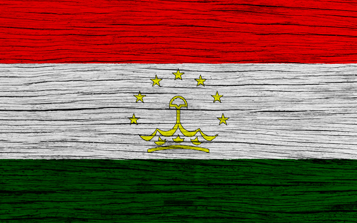 Tacikistan bayrağı, 4k, Asya, ahşap doku, tacik bayrak, ulusal semboller, Tacikistan bayrak, sanat, Tacikistan
