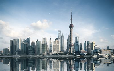L&#39;Oriental Pearl Tower, Shanghai, Chine, gratte-ciel, paysage urbain, architecture moderne, la tour de T&#201;L&#201;VISION