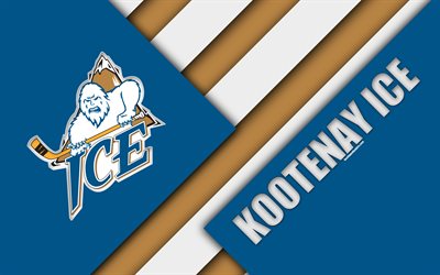Kootenay Ice, WHL, 4K, Kanadalı Hokey Kul&#252;b&#252;, malzeme tasarımı, logo, mavi, kahverengi soyutlama, Londra, Kanada, Batı Hokey Ligi
