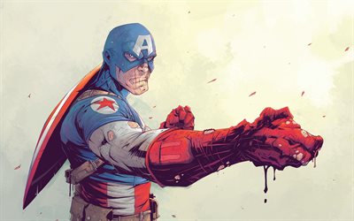 Captain America, arte, supereroi, creativo, Marvel Comics