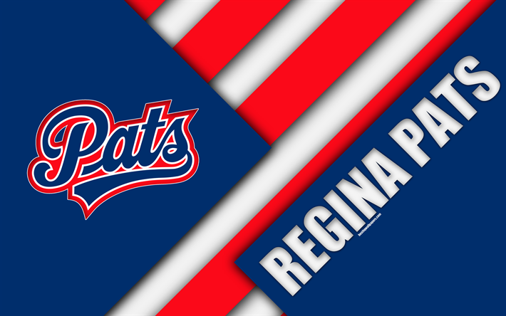 Regina Pats, WHL, 4K, Canadian Hockey Club, material design, logo, blue red abstraction, Regina, Canada, Western Hockey League