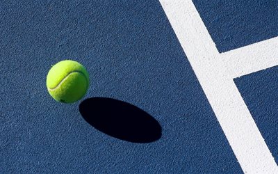 tennis, blau tennisplatz, linien -, sport-konzepte, tennis ball