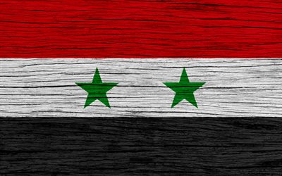 Flag of Syria, 4k, Asia, wooden texture, Syrian flag, national symbols, Syria flag, art, Syria