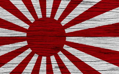 4k, Imperial Japanese Flag, wooden texture, Japan, Imperial Japanese Army, art, Flag of Japan, Rising Sun Flag of Japan