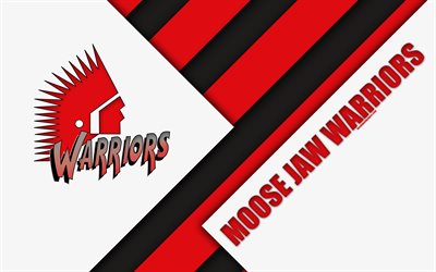 Moose Jaw Warriors, WHL, 4K, Club de Hockey Canadien, la conception de mat&#233;riel, logo, blanc-rouge de l&#39;abstraction, de l&#39;Orignal-Joe, le Canada, la Western Hockey League