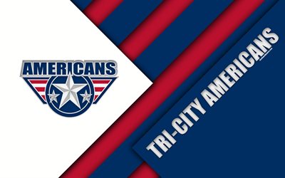 Tri-City Americans, Kennewick, Washington, United States, WHL, 4k, American hockey club, material design, logo, blue red abstraction, Western Hockey League
