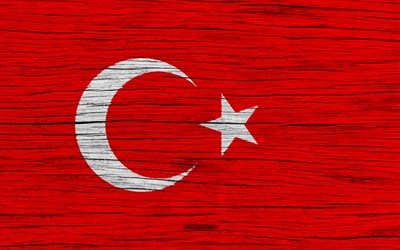 Flag of Turkey, 4k, Asia, wooden texture, Turkish flag, national symbols, Turkey flag, art, Turkey
