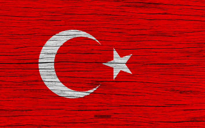Flaggan i Turkiet, 4k, Asien, tr&#228;-struktur, Turkisk flagga, nationella symboler, Turkiets flagga, konst, Turkiet