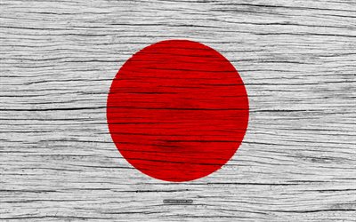 Flag of Japan, 4k, Asia, wooden texture, Japanese flag, national symbols, Japan flag, art, Japan