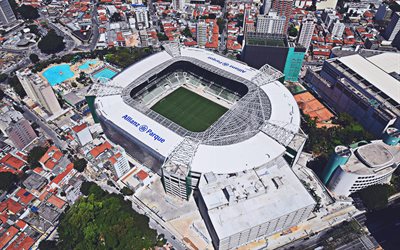 4k, Allianz Parque, aerial view, Palmeiras Stadium, HDR, Sao Paulo, soccer, football stadium, Palmeiras arena, Brazil, SE Palmeiras, brazilian stadiums