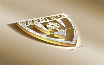 VVV-Venlo, Dutch football club, golden silver logo, Venlo, Netherlands, Eredivisie, 3d golden emblem, creative 3d art, football
