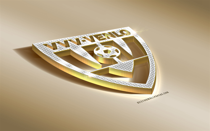 VVV-Venlo, n&#233;erlandais club de football, dor&#233; argent&#233; logo, Venlo, pays-bas, Eredivisie, 3d embl&#232;me dor&#233;, cr&#233;atif, art 3d, football