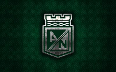 Atletico Nacional, Colombian football club, green metal texture, metal logo, emblem, Medellin, Colombia, Liga Aguila, creative art, football