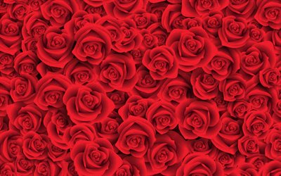 r&#246;da rosor konsistens, 4k, r&#246;da knoppar, close-up, r&#246;da rosor m&#246;nster, rosor, r&#246;da blommor