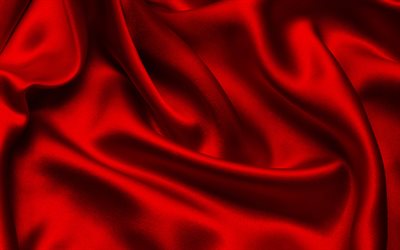 4k, rosso, seta, tessuto texture, sfondo rosso, in raso, tessuto rosso texture, di raso rosso
