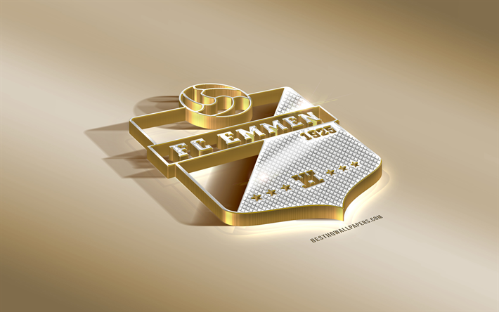 FC Emmen, Holand&#234;s futebol clube, ouro prata logotipo, Emmen, Pa&#237;ses baixos, Campeonato holand&#234;s, 3d emblema de ouro, criativo, arte 3d, futebol