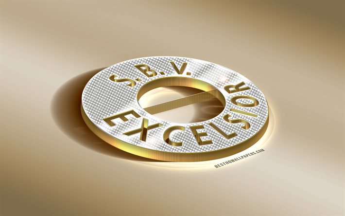 SBV Excelsior, olandese football club, oro argento logo, Rotterdam, paesi Bassi, Eredivisie, 3d, dorato, emblema, creative 3d di arte, di calcio