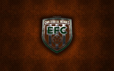 Envigado FC, Colombian football club, orange metal texture, metal logo, emblem, Envigido, Colombia, Liga Aguila, creative art, football