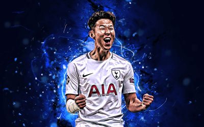 Son Heung-min, Tottenham Hotspur FC, South Korean footballers, soccer, Heung-min Son, Premier League, neon lights, Tottenham FC