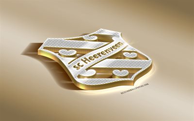 SC Heerenveen, Dutch football club, golden silver logo, Heavenven, Netherlands, Eredivisie, 3d golden emblem, creative 3d art, football