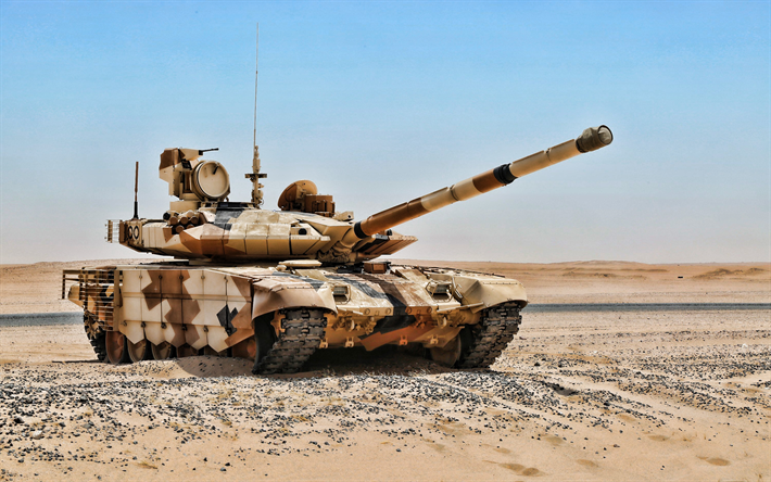 T-90, deserto, serbatoi, russo MBT, Esercito russo, sabbia mimetico, T-90 russo Vladimir, veicoli corazzati