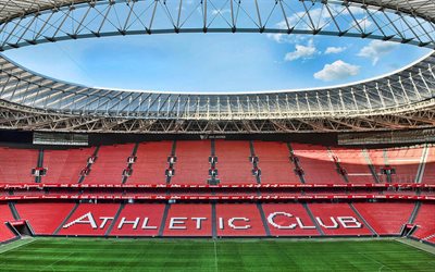 San Mames, empty stadium, Athletic Bilbao Stadium, soccer, football stadium, Athletic Bilbao arena, Spain, Bilbao, spanish stadiums