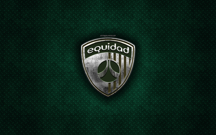 Equidad Kul&#252;b&#252; Real Madrid, Kolombiyalı Futbol Kul&#252;b&#252;, yeşil metal doku, metal logo, amblem, Bogota, Kolombiya, Lig Aguila, yaratıcı sanat, futbol, La Equidad FC