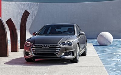 Audi A4, 2020, front view, exterior, gray sedan, new gray A4, german cars, Audi