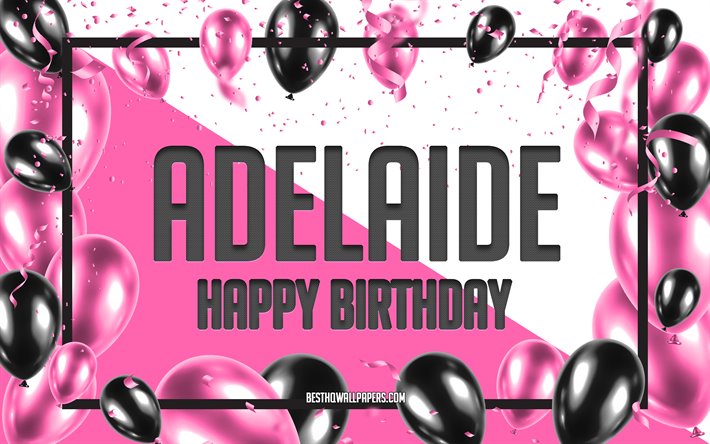 Grattis P&#229; F&#246;delsedagen Adelaide, F&#246;delsedag Ballong Bakgrund, Adelaide, kreativ konst, Glad Adelaide f&#246;delsedag, siden rosetter, Adelaide F&#246;delsedag, F&#246;delsedagsfest Bakgrund