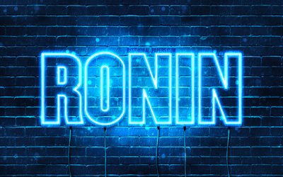 Ronin, 4k, wallpapers with names, horizontal text, Ronin name, blue neon lights, picture with Ronin name
