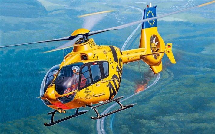 Eurocopter EC135, ADAC, rescue helicopter, light helicopter, Airbus Helicopters H135, modern helicopters