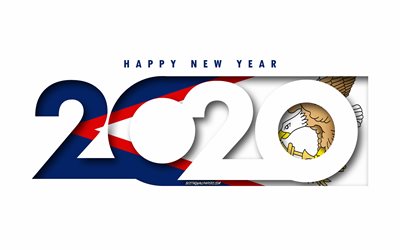 アメリカ領サモア2020, 旗のアメリカ領サモア, 白背景, 謹んで新年のアメリカ領サモア, 3dアート, 2020年までの概念, アメリカ領サモアのフラグ, 2020年の新年, 2020年のアメリカ領サモアのフラグ