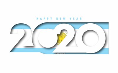 Argentina 2020, Flag of Argentina, white background, Happy New Year Argentina, 3d art, 2020 concepts, Argentina flag, 2020 New Year, 2020 Argentina flag