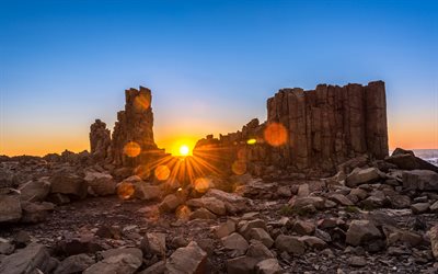 Bombo Headland Quarry, 4k, sunset, australian landmarks, desert, Australia