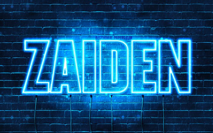 Zaiden, 4k, wallpapers with names, horizontal text, Zaiden name, blue neon lights, picture with Zaiden name