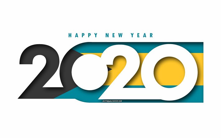 جزر البهاما عام 2020, علم جزر البهاما, خلفية بيضاء, سنة جديدة سعيدة جزر البهاما, الفن 3d, 2020 المفاهيم, جزر البهاما العلم, 2020 السنة الجديدة, 2020 البهاما العلم