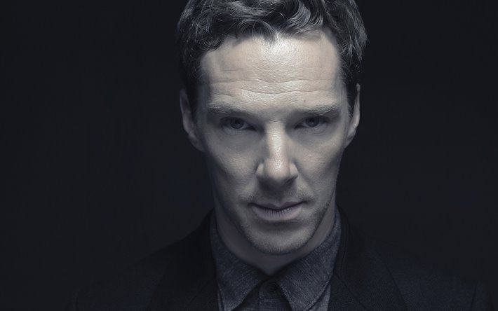Benedict Cumberbatch, 肖像, 英国の俳優, 驚, モノクロ, イギリスの著名人