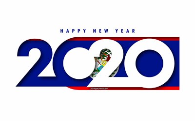 Belice 2020, la Bandera de Belice, fondo blanco, Feliz A&#241;o Nuevo Belice, arte 3d, 2020 conceptos, Belice bandera de 2020, A&#241;o Nuevo, 2020 bandera de Belice