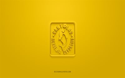 Academia Deportiva Cantolao, creative 3D logo, yellow background, Peruvian Primera Division, 3d emblem, Peruvian football club, Callao, Peru, 3d art, Liga 1, football, Academia Deportiva Cantolao 3d logo