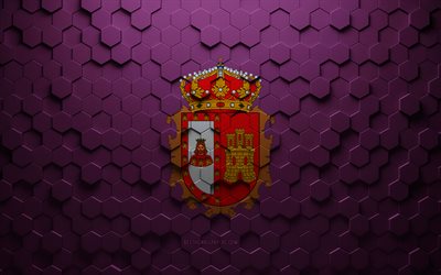 Bandiera di Burgos, arte a nido d'ape, bandiera di esagoni di Burgos, Burgos, arte di esagoni 3d, bandiera di Burgos