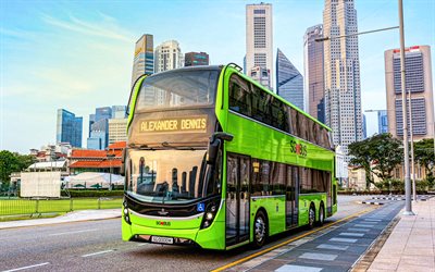 Alexander Dennis Enviro500, autobus verde, autobus 2022, HDR, SG-spec, autobus a due piani, trasporto passeggeri, autobus passeggeri, Alexander Dennis