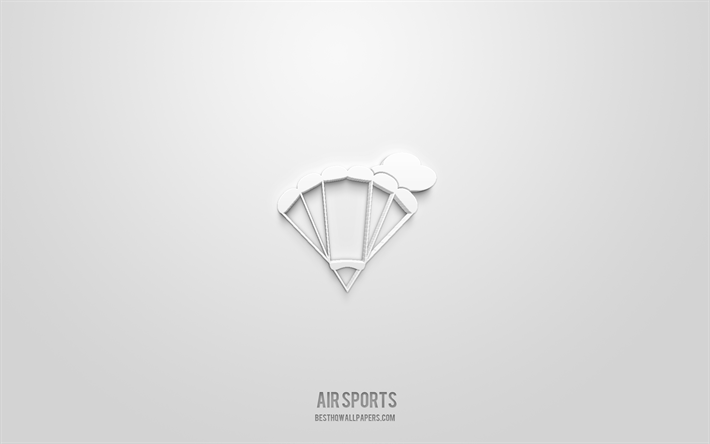 air sports 3d-symbol, wei&#223;er hintergrund, 3d-symbole, air sports, sport-symbole, air sports-zeichen, sport-3d-symbole