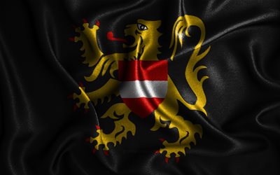 Flaml&#228;ndska Brabants flagga, 4k, sidenv&#229;giga flaggor, belgiska provinser, Dag f&#246;r Flaml&#228;ndska Brabant, tygflaggor, 3D-konst, Flaml&#228;ndska Brabant, Europa, Belgiens provinser, Flaml&#228;ndska Brabant 3D-flagga, Belgien