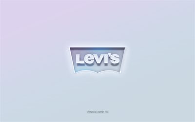 Levis logotipo, cortar texto 3d, fundo branco, Levis logotipo 3d, Levis emblema, Levis, logotipo em relevo, Levis 3d emblema